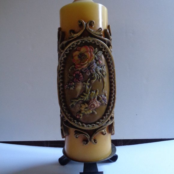 1960s Giant Folk Art CANDLE and Stand Nuremberg Germany Unburnt